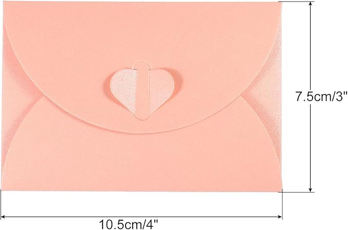 PATIKIL Gift Card Envelopes, 12 Pack Heart Shaped Clasp Small Gift Cards Holder Mini Envelope for Birthdays Weddings, Pink