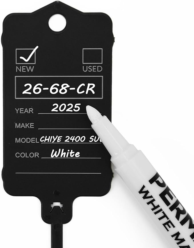 100 Car Key Tags with Labels Plastic Car Dealership Key Tags Self Locking Automotive Identifiers Blank Shop Labels with One Pen (Black)