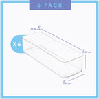 Plastic Clear Drawer Organizers. Bathroom, Kitchen, Bedroom, Jewelry, Office Organizer Bins, Storage Trays. Heavy Duty, Stackable. 9" x 3" x 2" Set of 6