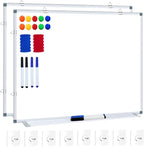 H-Qprobd White Board Dry Erase Whiteboard for Wall 24x18 (2pcs) Magnetic Boards for Office Classroom & Home, Small Wall Whiteboard Including 6 Markers, 10 Magnets, 2 Erasers & 10 Adhesive Hooks