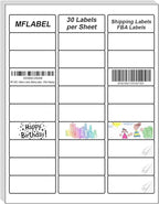 MFLABEL Address Label, 1" x2-5/8 Mailing Sticker, 30-UP White Shipping Labels for Inkjet or Laser Printer, 15000 Sticker Labels (500 Sheets), 30 Label per Sheet
