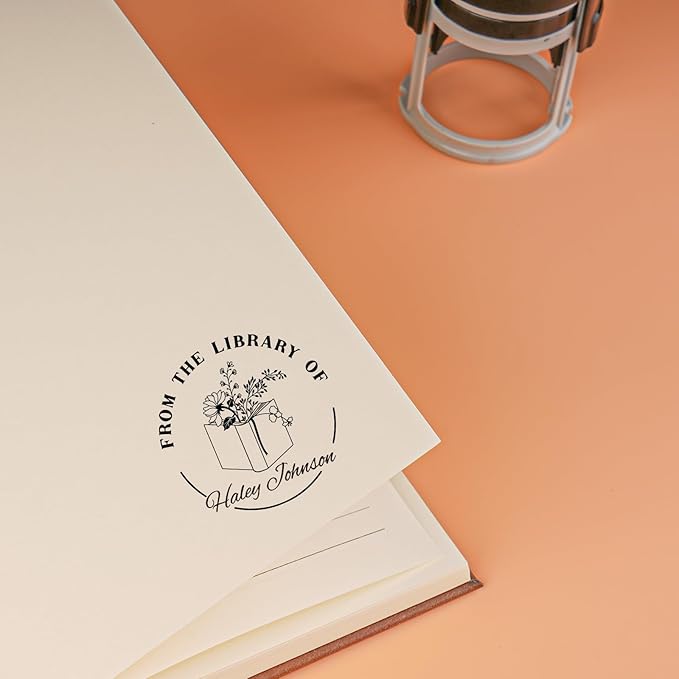 Custom Self Inking Stamp | Book Stamp Personalized Library Gifts for Book Lovers, Readers, Teachers (Dog 02)