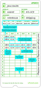 uPunch 300 Time Cards for Green HN3000 AutoAlign Time Clocks (HNTCG1300)
