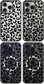MOSNOVO Magnetic Case for iPhone 15 Pro, 10ft Military-Grade Protection, Compatible with Magsafe, Shockproof Phone Case for iPhone 15 Pro - Black Leopard Print - Clear Black
