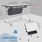 Conference Table, Folding Conference Room Tables, Mobile Training Tables with Silent Wheels, Large Rectangular Modular Seminar Table Office Computer Desks for Classroom White (8Pack L55.1in)
