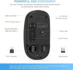 Type C Wireless Mouse，Vssoplor USB C Rechargeable Portable Quiet Mouse USB and Type C Receiver Dual Mode Laptop Mouse for PC, Laptop, MacBook, Tablet-Black