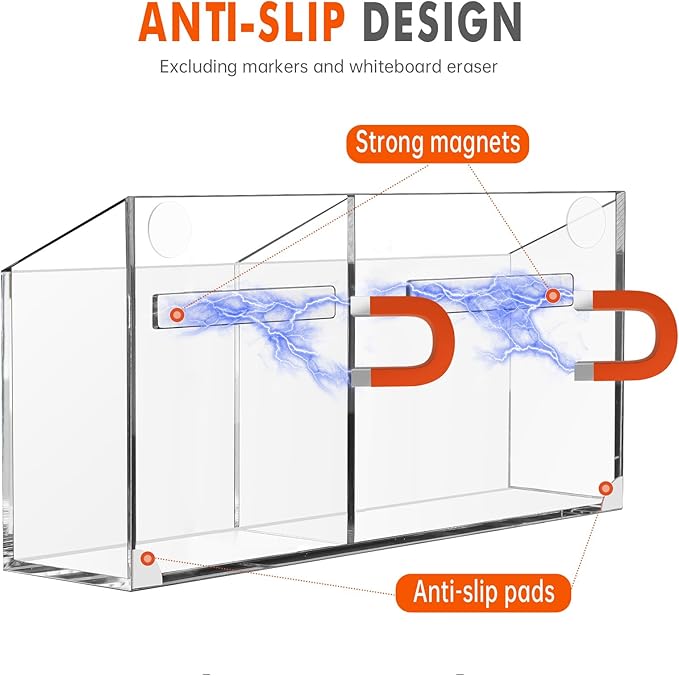 BEYGORM Magnetic Dry Erase Marker Holder for Whiteboard,Non-slip Acrylic Magnet Pen Holder for Fridge Refrigerator,Locker Organizer for Work,Locker Accessories,Pencil Cup for Desk,Marker Organizer