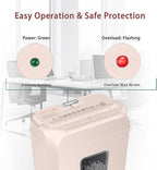 Bonsaii Compact Design for Business Paper Shredder, 6-Sheet Cross-Cut, Credit Card Shredder, Home Office, Handle for Document, Mail, Staple, 3.4 Gal Wastebasket, Pink(C237-B)