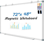H-Qprobd 6'x4' Large Magnetic White Board Dry Erase Whiteboard with Aluminum Frame, 72"X48" Hanging White Boards for Wall with Long Pen Tray, Presentation Board for Office Classroom Home
