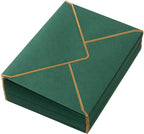 50 Pack A7 Envelopes Dark Green 5 x 7 Self-Adhesive V Flap Envelopes with Gold Border for Office, Greeting Card, Wedding, Graduation, Baby Shower, Parties, Invitations (Dark Green, 5x7)