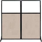 Versare Office Workstation Screen | Portable Wall Divider | Modern Cubicle | Freestanding Privacy Screen | Flexible Work Space | 2 Panels | 66" Wide x 70" Tall Beige SoundSorb Panels with Window