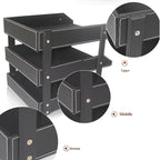 KINGFOM Letter Tray, Leather Paper Organizer Tray, Wooden Desk File Holder, Desktop File, Stackable Magazine Holder, Mail Sorter, Great for Home or Office - 3 Level Brown