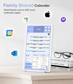 Digital Calendar 15.6'' Wall Touch Screen Chore Chart Customize Dashboard Smart Electronic Calendar Digital for Family Meal Planner Support All Google Play Apps with Stand Wall Mount White