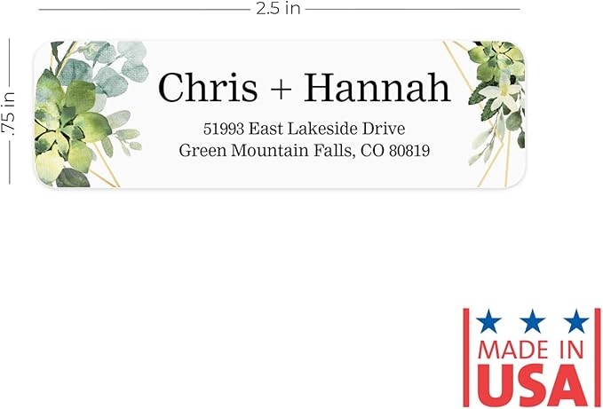 Greenery Frames Rolled Address Labels/Roll of 500 Personalized Address Labels/Designer Return Address Stickers in Elegant Plastic Dispenser