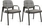 CLATINA Waiting Room Guest Chair with Bonded Leather Padded Arm Rest for Office Reception and Conference Desk(Grey 2 Pack)