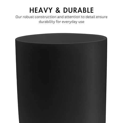 Matte Black Round Compact Trash Can Mini, 2 Gallons / 7.5L Garbage Bin, Tiny Wastebasket for Bathrooms, Office, Under Desk, Bedroom, Laundry Room, Kitchen, Kids Room, and Dorm