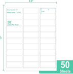 L LIKED Printable Address Labels, 1" x 2-5/8", 1,500 Labels, 30 per Sheet, Label Stickers for Envelopes (50 Sheets)