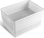 A4 Size Plastic Storage Basket,Desktop File Paper Letter Organizer Tray, 6-Packs (White)