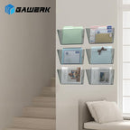 Clear Acrylic Single Pocket, Plastic Hanging Wall Mount File Holder for Office Home (Gray, pack3)