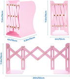 M&G Adjustable Bookends Book Ends for Shelves, Metal Bookend for Heavy Books, Desk Magazine File Organizer Holder Extends up to 20in, Book Stopper for Home, Office, Classroom (Pink)