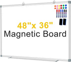 H-Qprobd Magnetic Dry Erase White Board, Dry Erase Board for Wall 48" X 36" Aluminum Frame, Hanging Whiteboard for Home, School, Office, Kitchen