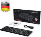 Perixx PERIBOARD-215B US, Wired Keyboard - Ultra Slim Scissor Keys - 2 Built-in USB-A & USB-C Ports - Detachable Cable - Black - US English