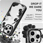 MOSNOVO Case for iPhone 16 Pro, [10ft 4X Military-Grade Drop Protection] Durable & Shockproof Phone Case Cover Design for iPhone 16 Pro - Black White Tulips - Clear Black