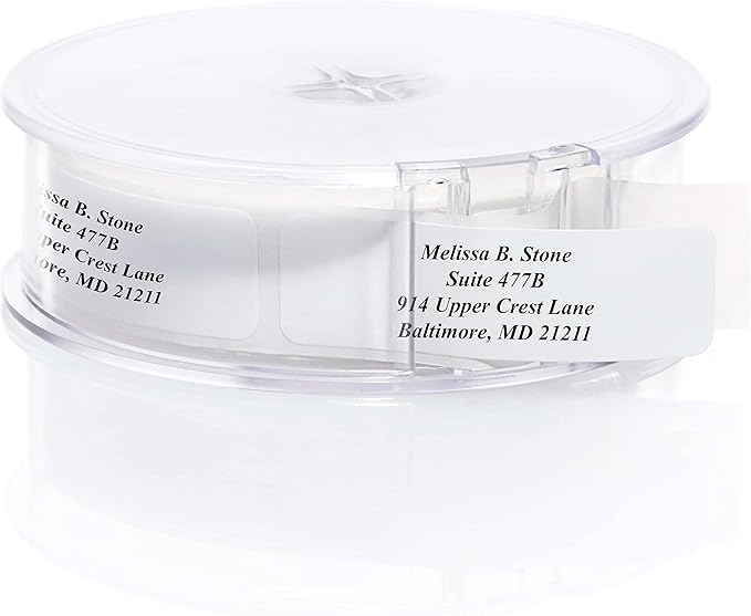 White Personalized Return Address Labels with Elegant Dispenser - Roll of 250 Custom Stickers