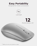 Lenovo 530 Full Size Wireless Computer Mouse for PC, Laptop, Computer with Windows - 2.4 GHz Nano USB Receiver - Ambidextrous Design - 12 Months Battery Life - Platinum Grey