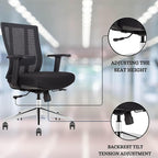 Ergonomic Conference Room Chair Mesh Back with Seat Slide - Adjustable Lumbar Support Computer Desk Chair with Height Adjustable Arms - 5-Star Polished Aluminum Base (Pack of 10)