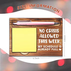 Funny Office Gifts for Coworkers, Funny Boss Gifts for Women, No Crisis Allowed This Week Wood Desk Decor, Office Self-Stick Note Pad Holders Gifts for Manager Colleague Friends-DW40