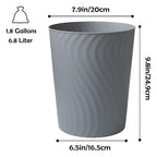 YGJT Small Trash Can, 3 Pack 1.8 Gallons Bathroom Trash Can, Slim Waste Basket, Round Garbage Can, Plastic Trash Bin for Kitchen, Dorm, Bedroom, Office, Living Room, Study, Compact Spaces(Grey)