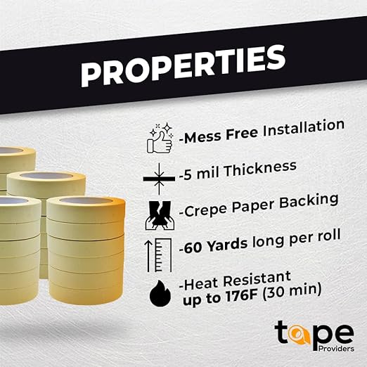 WOD MT5 Utility Grade Masking Tape, 6 inch x 60 yds. for Home or Office air-Dry Painting, Labeling, & Packing. Leaves no Residue