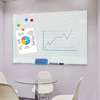 Glass Whiteboard 36x24 Magnetic Dry Erase White Board, Modern Tempered Glass Board for Wall, 3x2' Frameless Wall Hanging Mount Glassboard for Home Office School