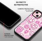 MOSNOVO Case for iPhone 15 Plus, [10ft 4X Military-Grade Drop Protection] Durable & Shockproof Phone Case Cover Design for iPhone 15 Plus / 14 Plus - Pink Dripping Smiles - Clear Black