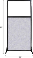 Versare Office Workstation Screen | Portable Wall Divider | Modern Cubicle | Freestanding Privacy Screen | Flexible Work Space | 1 Panel | 33" Wide x 70" Tall Marble Gray SoundSorb Panels with Window