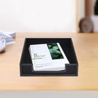 Leather Letter Tray, Office Supplies Desk Organizer for Mail Paper Files Magazines Jewelry Cosmetics,Luxury Letter Holder&Multipurpos Stackable Office Desktop Storage Box,Black