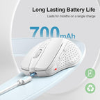 TECKNET Wireless Mouse (BT5.0/3.0 & 2.4G) Rechargeable 4800 DPI Silent USB A & Bluetooth Mouse 6 Buttons, Wide Compatibility - White