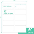 L LIKED 2" x 4" Label Stickers, Printable White 10 per Sheets Total 300 Labels, for Laser/Inkjet Printing - Matte (300 Labels)