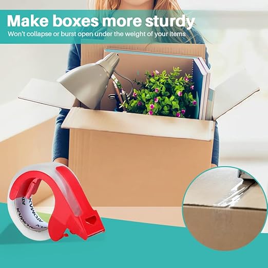KAMOTA Packing Tape, 36 Rolls Heavy Duty Clear Packaging Tape for Shipping Packaging Moving Sealing, 2 inches Wide, 65 Yards Per Roll, Total 2340 Yards with 4 Dispensers