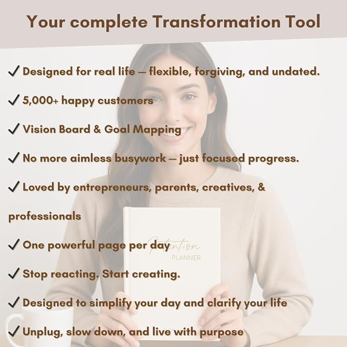 Pland Studio 90-Day Planner Journal – Undated Daily Goal Organizer in Alabaster Linen | Gratitude Journal, Habit Tracker, Vision Board, and Reflection Pages for Mindful Planning