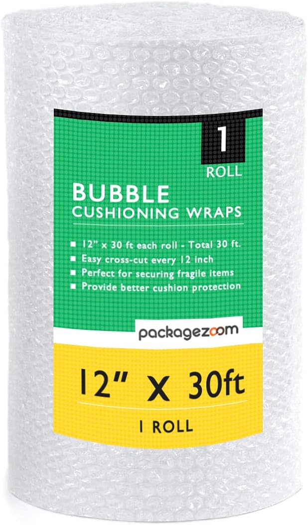 12 inch x 30 ft Bubble Cushioning Wrap, Perforated Every 12" Protective Packing Moving & Shipping Supplies for Boxes & Fragile Items