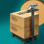 Industrial Platform Scale with Wheels 660lb Computing Digital Floor Scale with Accurate LB/KG Price Calculator High-Definition Displa Foldable Rechargable for Weighing Luggage Package