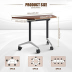 Conference Table, Folding Conference Desk Modern White, Seminar Table with Wheels, 2-10 People for Office, Meeting Break Room (6, 1915TXH, 47IN)