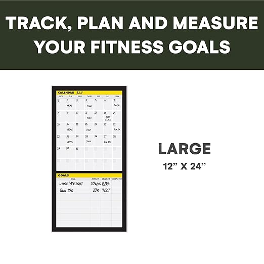 Dry Erase Workout Calendar Poster - Fitness Planner with To-Do List, Notes Section for Home Gym Tracking