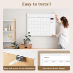 VUSIGN Magnetic Dry Erase Calendar White Board for Wall, 30"x20" Calendar Whiteboard, White Wood Style Frame, Includes 2 Magnets and 5 Markers