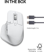 Logitech MX Master 3S for Mac - Wireless Bluetooth Mouse with Ultra-Fast Scrolling, Ergo, 8K DPI, Quiet Clicks, Track on Glass, Customization, USB-C, Apple, iPad - Pale Grey