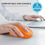 WisFox 2.4G Wireless Mouse for Laptop, Ergonomic Computer Mouse with USB Receiver and Type-C Adapter, 3 Adjustable Levels DPI, 6 Button Cordless Wireless Mice (Orange)