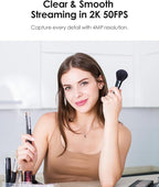 2K 50FPS Webcam for PC/Mac, Computer Camera with Fill RGB Lights, 2 Noise-Canceling Microphone, Autofocus and Tripod for Meeting, Live Streaming, Video Calls, Gaming, Works with Zoom, Skype, Teams