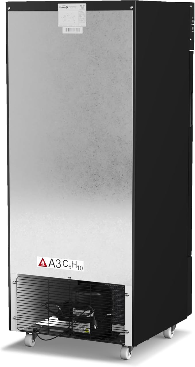 KoolMore KM-MDR-1D-6C 6 Cu. Ft. Commercial One Glass Door Display Upright Beverage Refrigerator Cooler Merchandiser-22.8 in. x 21.4 in. x 52.7 in. [Black]